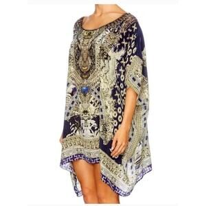 CAMILLA OS S M L A Little Past Twilight Short Round Neck Caftan NWT
